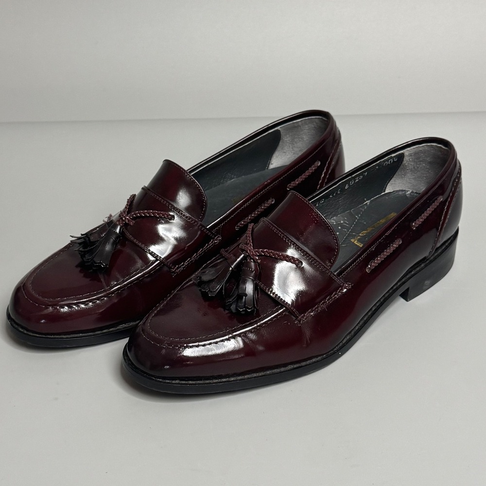 Stuart McGuire Mens Burgundy Leather Tassel Loafers 10 EEE Wide Shoes Oxblood